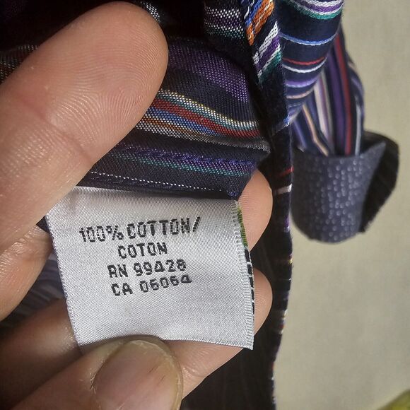 Bugatchi Uomo Purple Striped Dress Shirt Mens XXL Long Sleeve ButtonUp Flip Cuff - Picture 7 of 11